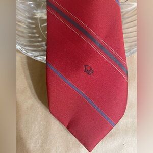 Vintage Christian Dior necktie| Red, Blue & White Pattern